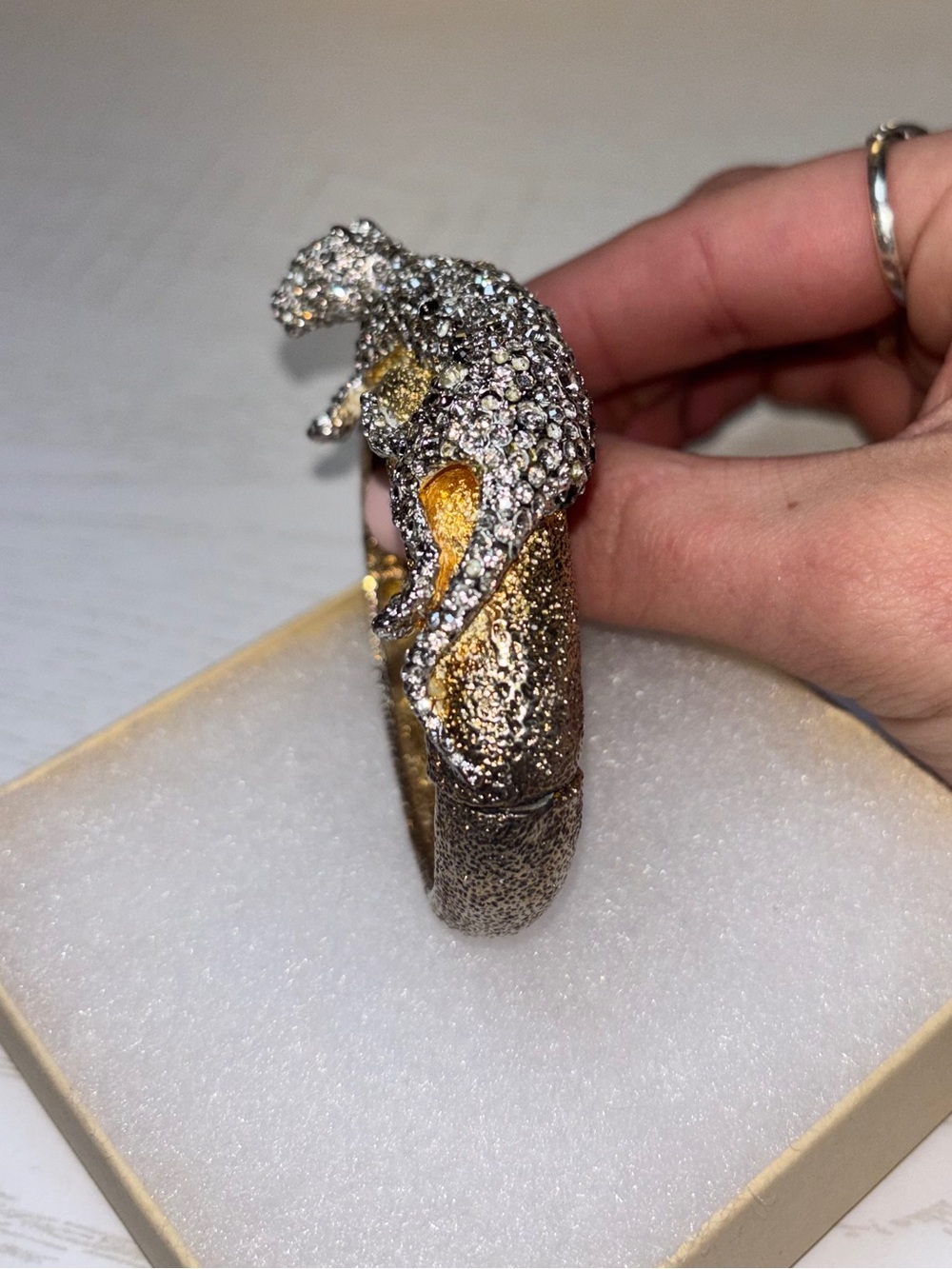 Alexis Bittar Gold and Silver Textured Bangle - Picture 4 of 6